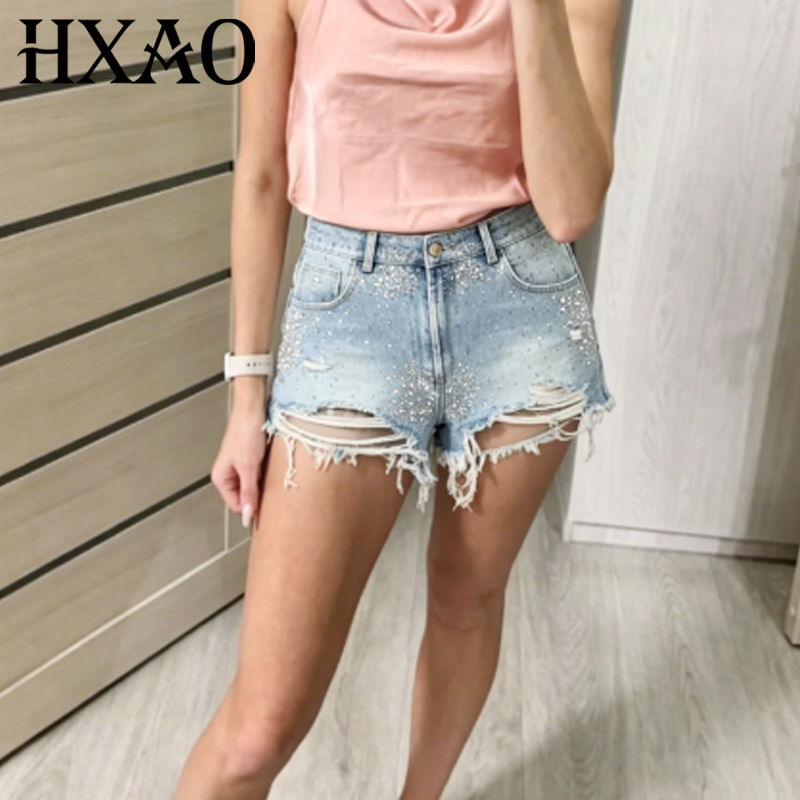 HXAO 2026 Celana Pendek Jeans  - Shorts Denim Frayed ulasan dan harga